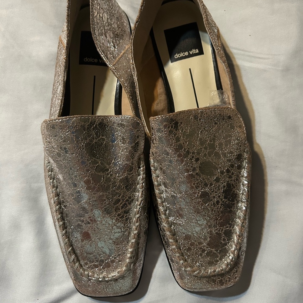 Dolce Vita Metallic Leather Loafers Slip-Ons